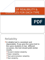 Types of Realibility & Examples For Each Type Present