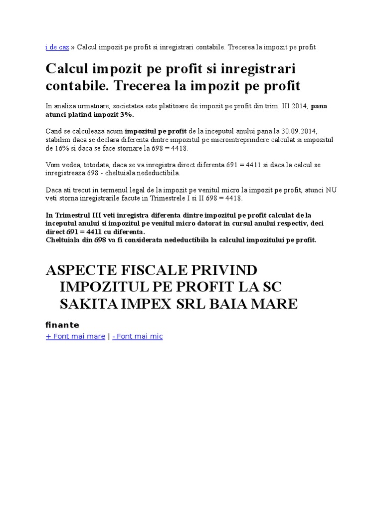 Impozitul Pe Profit | PDF