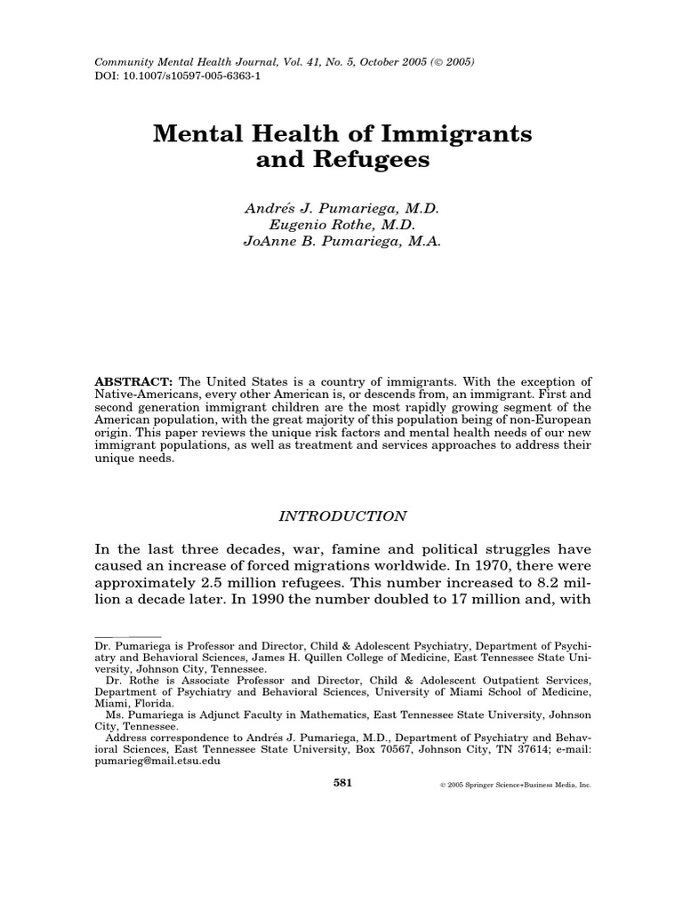 Mental Health Challenges for Immigrants | PDF | Psychological Trauma ...