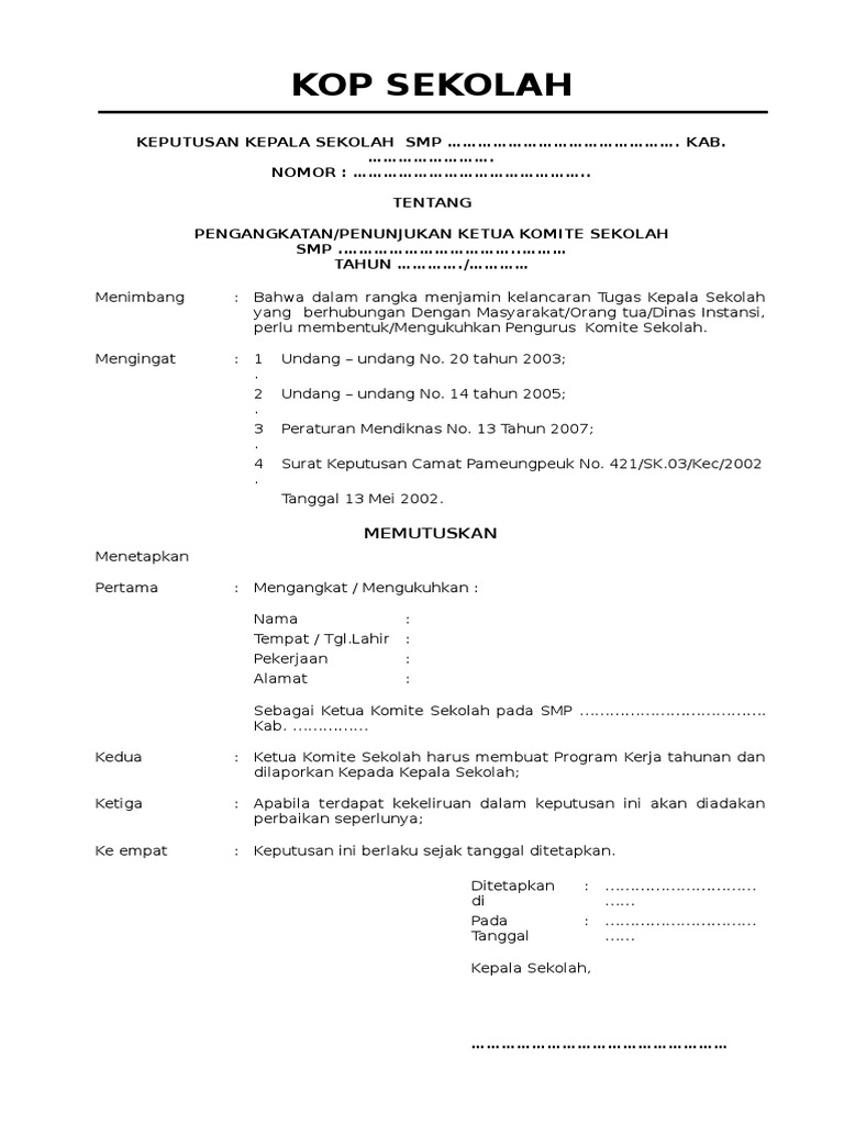 Contoh Surat Komite Sekolah Rismax
