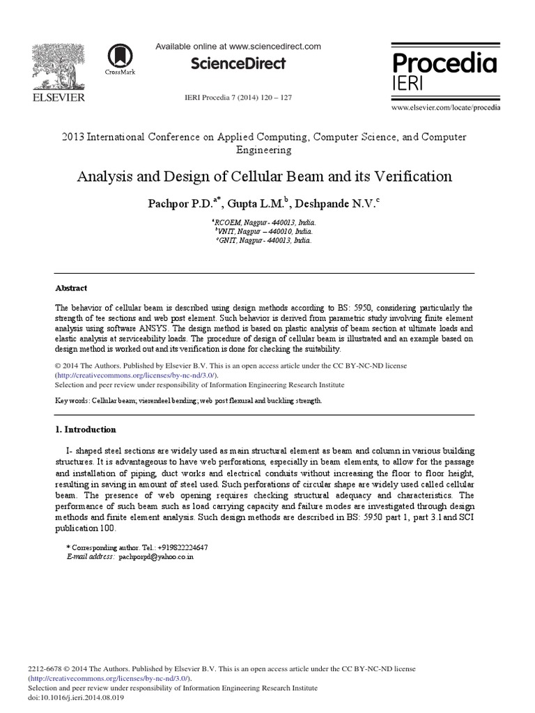 Analysis and Design of Cellular Beam and Its Verification | PDF ...
