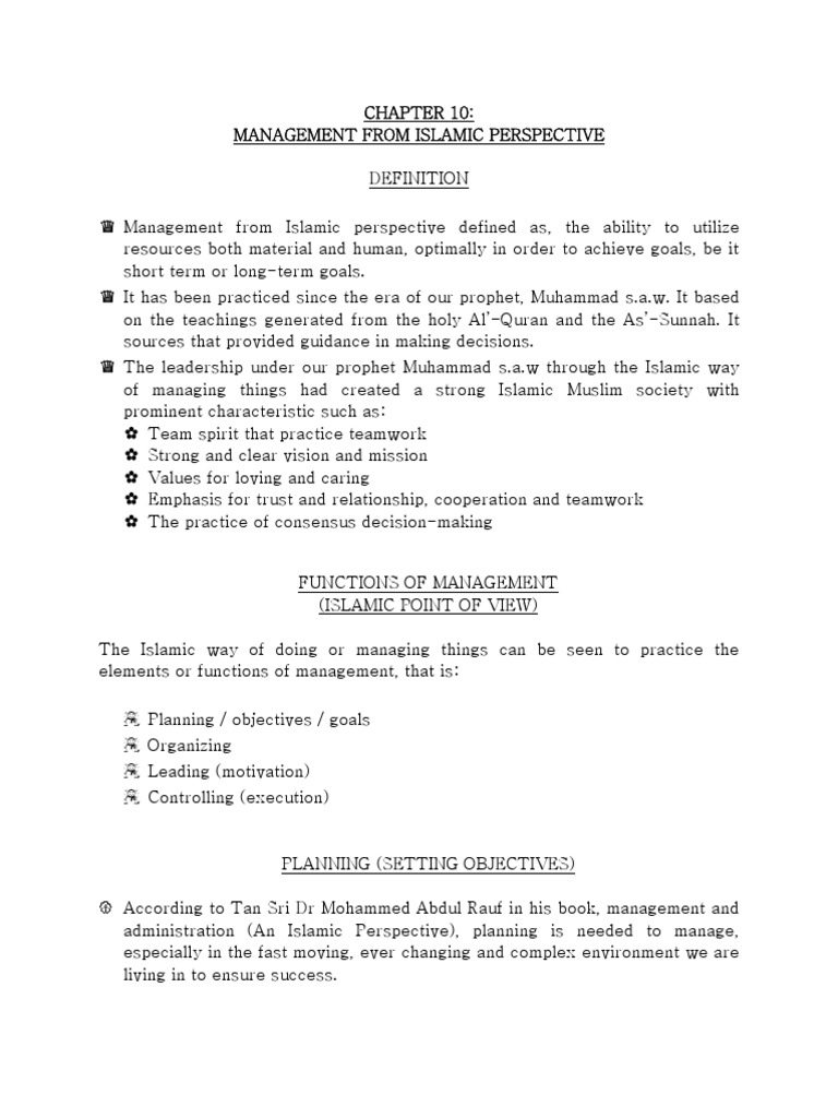 Islamic Management Principles Explained | PDF | Muhammad | Leadership