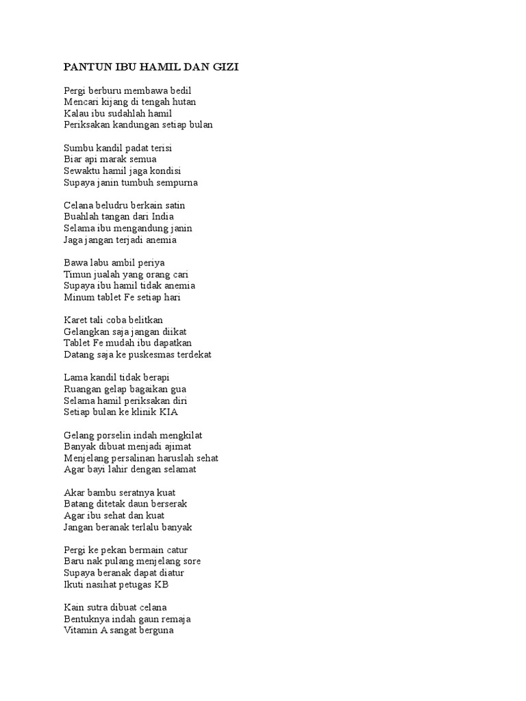 Pantun Ibu Hamil Dsb Pdf