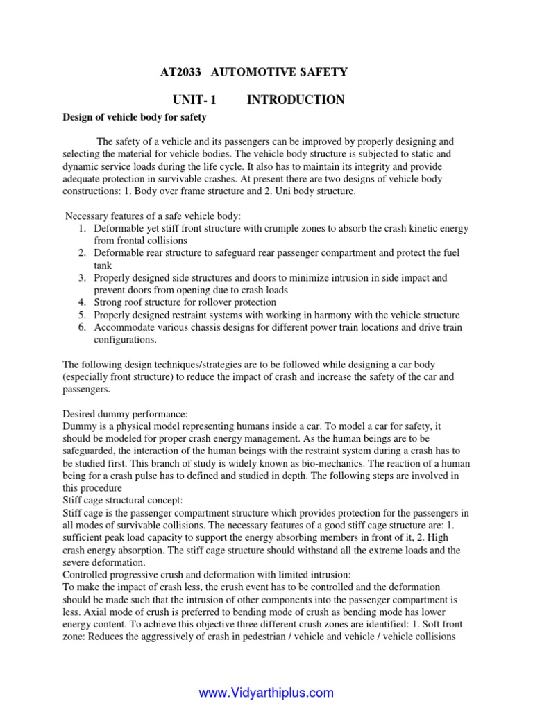 Vehicle Body Design for Safety | PDF | Seat Belt | Airbag