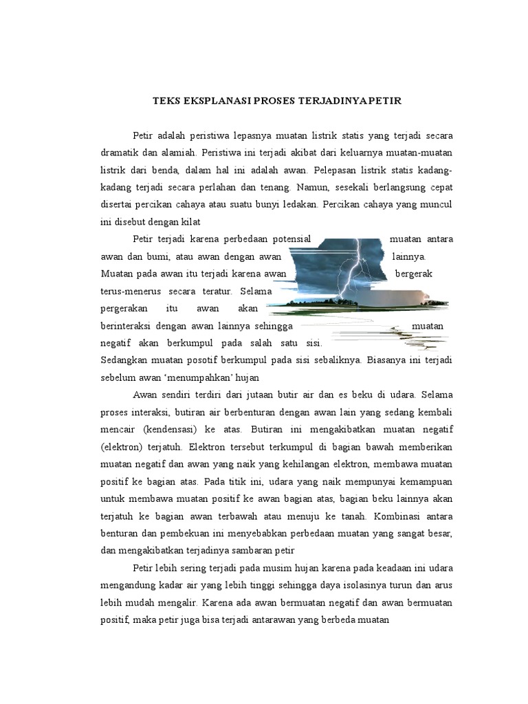 Teks Eksplanasi Proses Terjadinya Petir | PDF