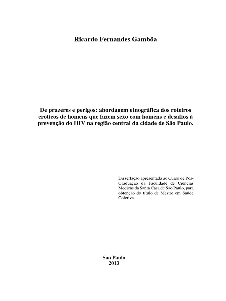 2013 Ricardo Fernandes Gamboa PDF HIV/AIDS Relação sexual