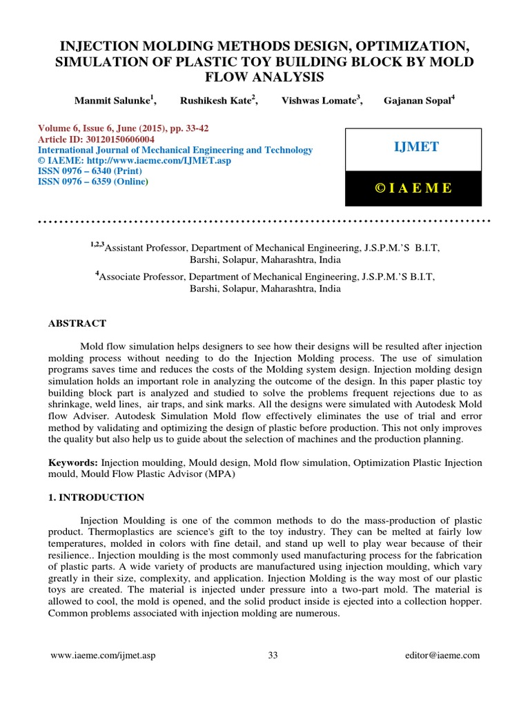 Injection Molding Methods Design Optimization Simulation of Plastic Toy ...