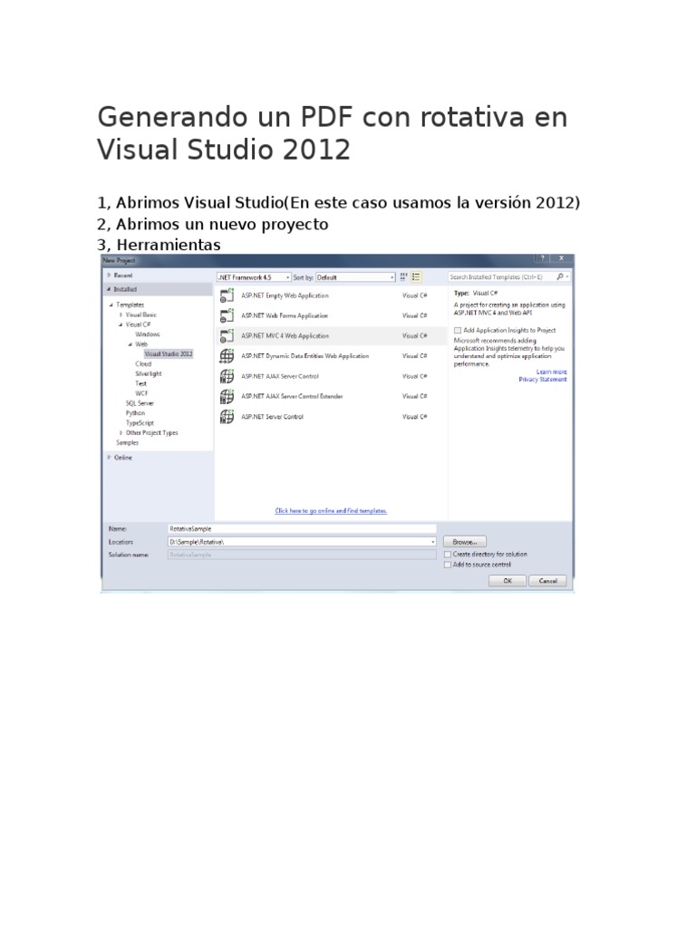 Generar PDF con Rotativa en VS 2012 | PDF | Microsoft | Software de ...