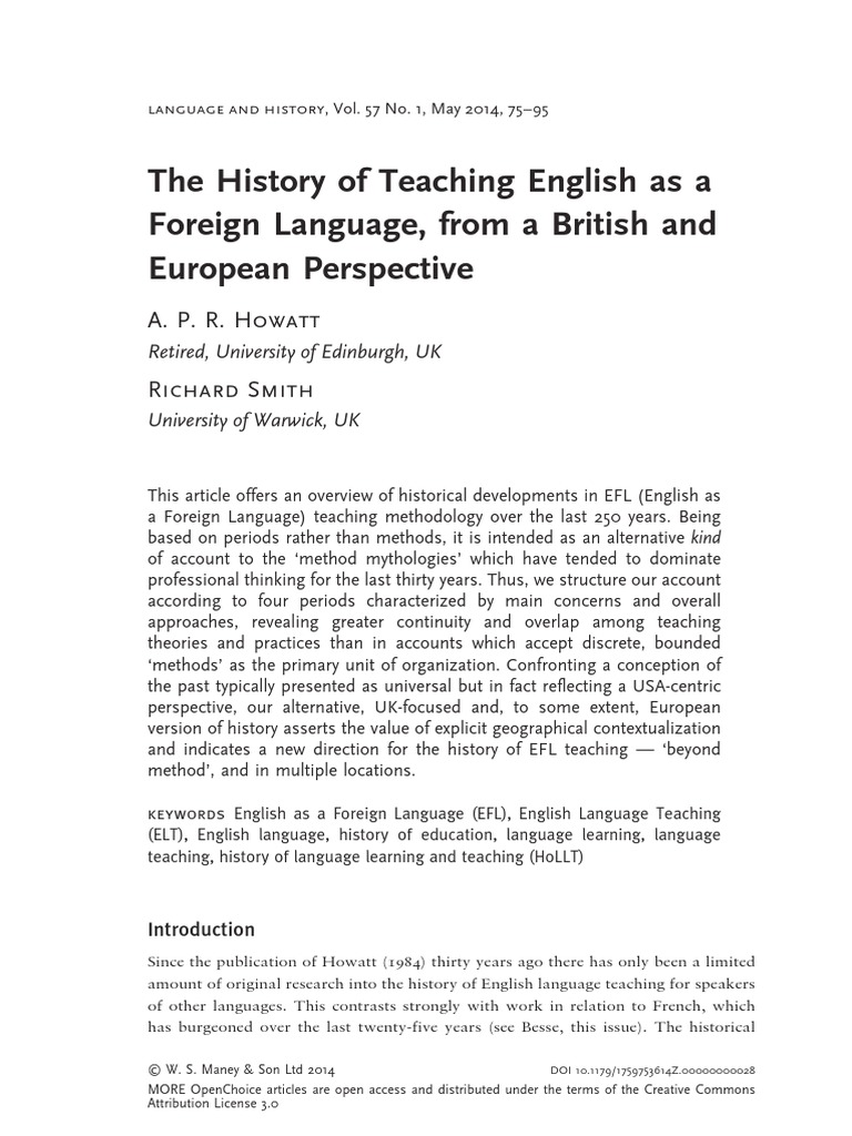 howatt a history of english language teaching