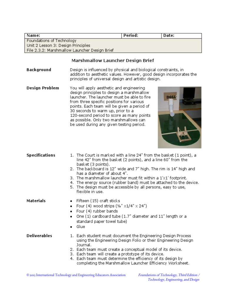 Marshmallow Launcher Design Brief | PDF | Engineering Design Process ...