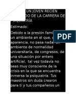 Carta A Un Joven Recién Egresado de La Carrera de Psiquiatría