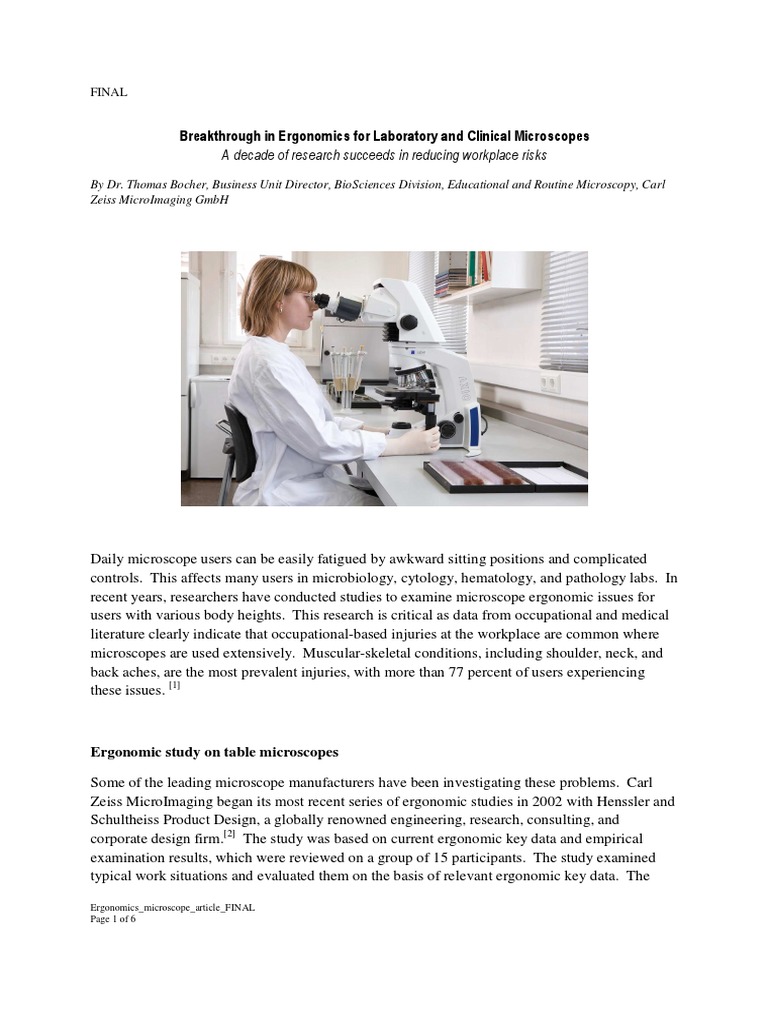 Ergonomics Microscope Article PDF Human Factors And Ergonomics