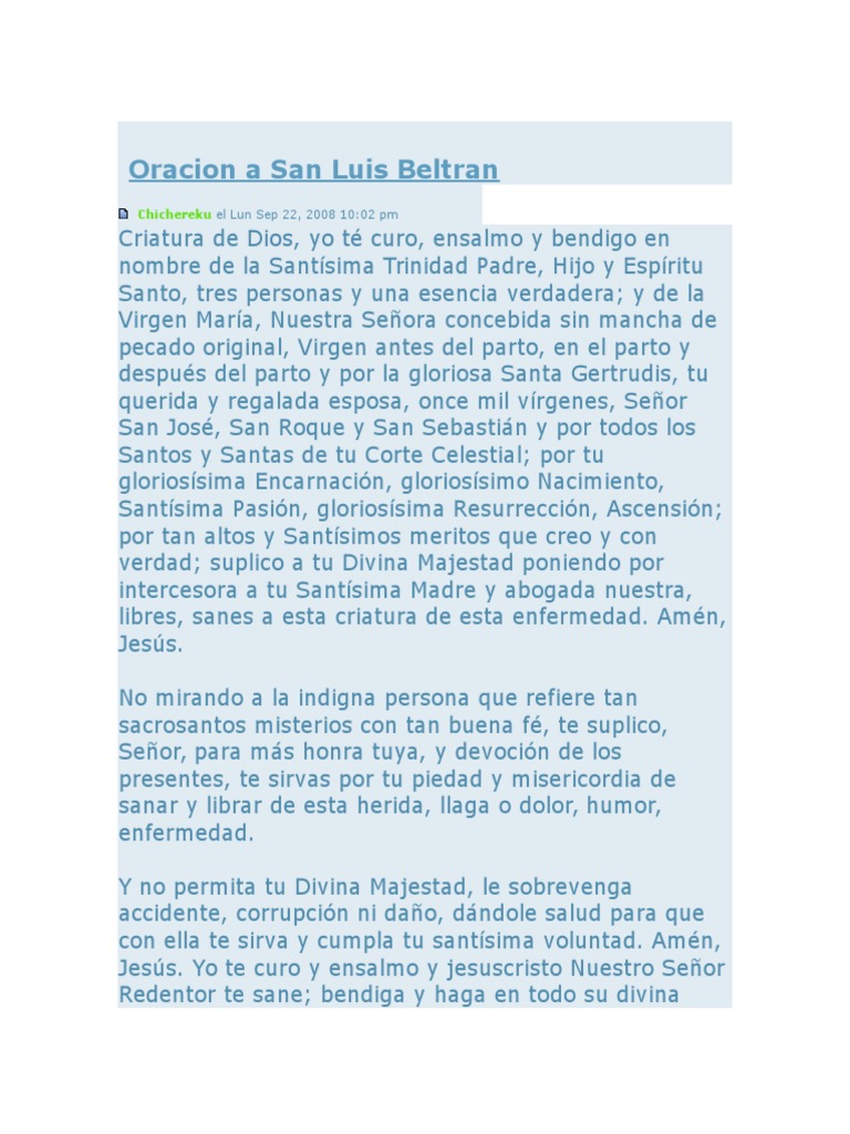 Oracion a San Luis Beltran | Orden de predicadores | Santo