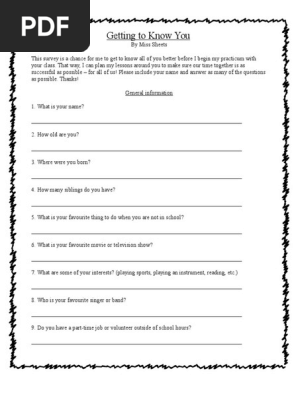 getting to know you survey