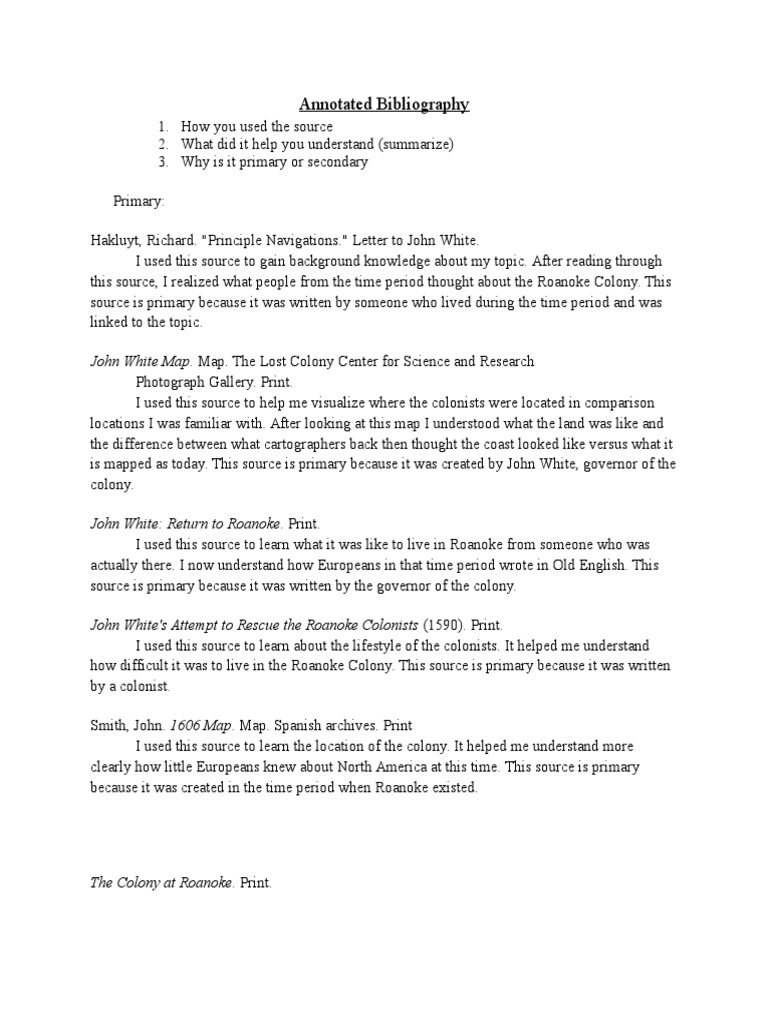 Prospectus and annotated bibliography example image