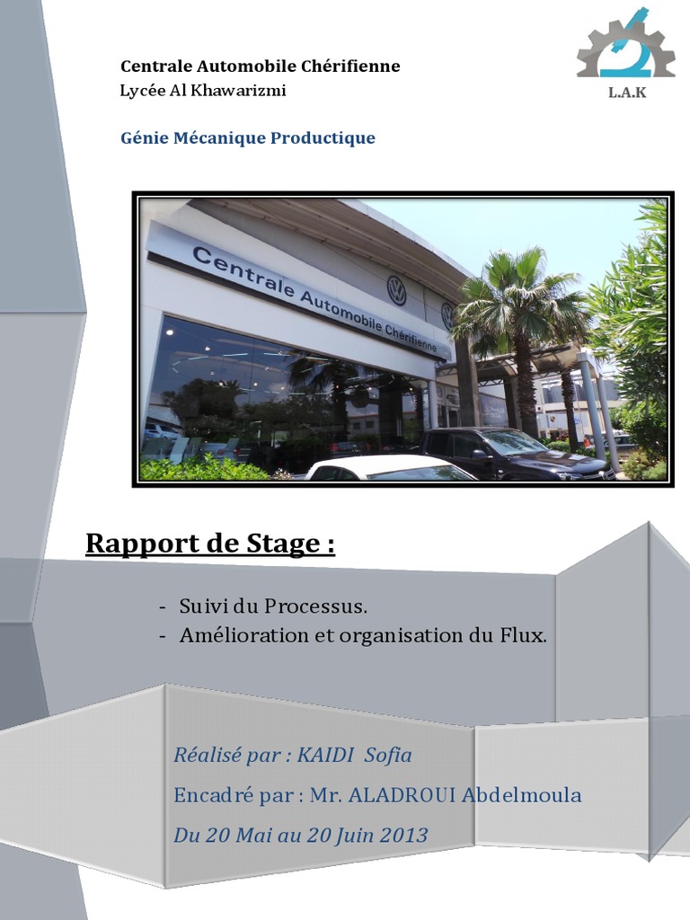 Rapport de Stage de perfectionnement  Maroc  Voitures