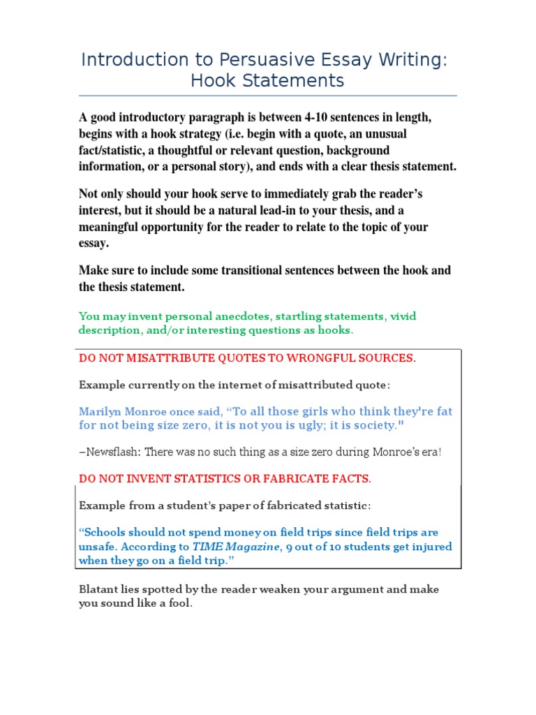 Introductory Paragraph With Hook and Thesis Obesity Prompt PDF