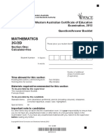 Mathematics Stage 2C 2D Calc Free 2012