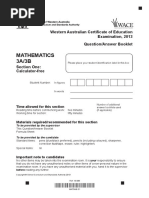 Mathematics Stage 3A 3B Calc Free 2013