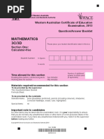 Mathematics Stage 3C 3D Calc Free 2013 Exam
