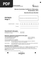 Physics Stage 3 Exam 2012