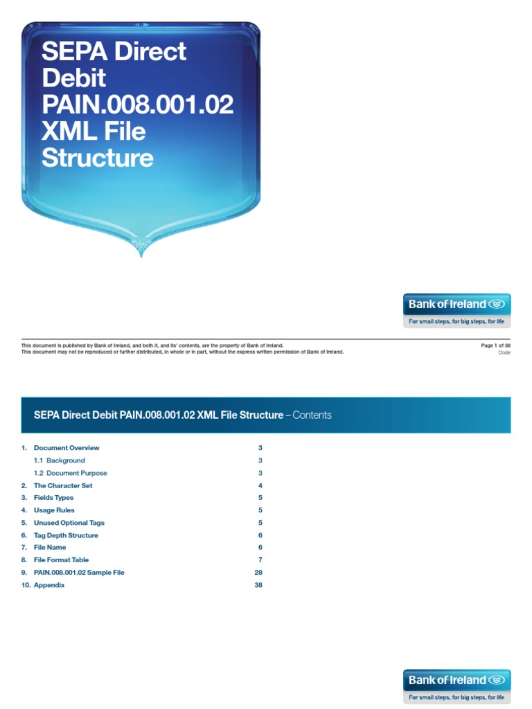 Sepa Direct Debit Pain 008 File Structure | File Format | Filename