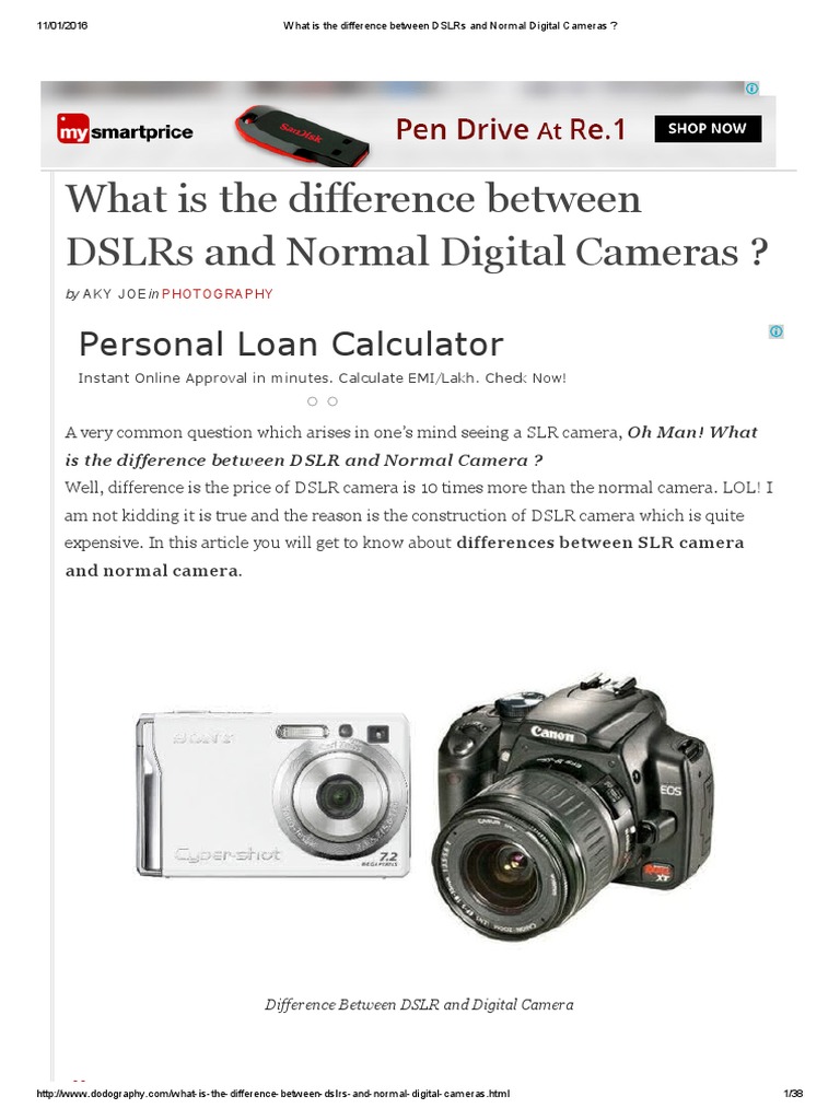 What Is The Difference Between DSLRs and Normal Digital Cameras PDF