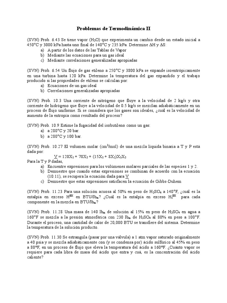 Problemas de Termodinámica y Mezclas Gaseosas | PDF | Amoníaco | Gases