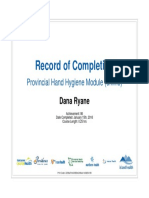 Record of Completion Hand Hygiene