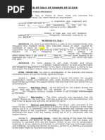 Deed of Sale of Shares of Stock