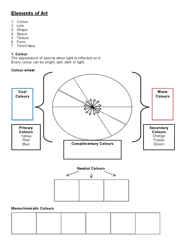 Elements of Art Overview Worksheet | PDF