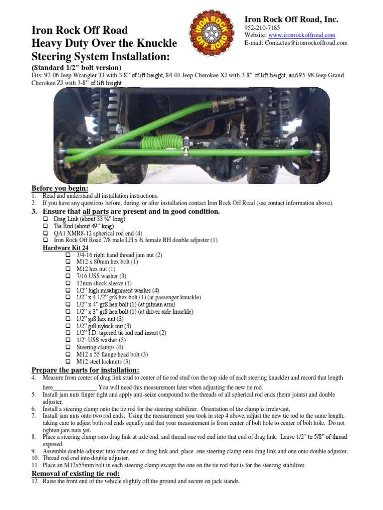 TJ_XJ_ZJ 1_2 OTK Steering System Install | Nut (Hardware) | Tire