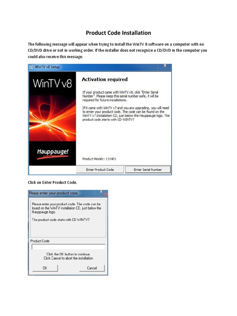 WinTV Product Code Installation Guide | PDF | Technology & Engineering