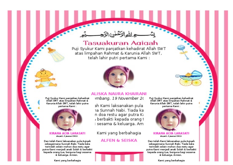 Contoh Ucapan Aqiqah Anak Perempuan