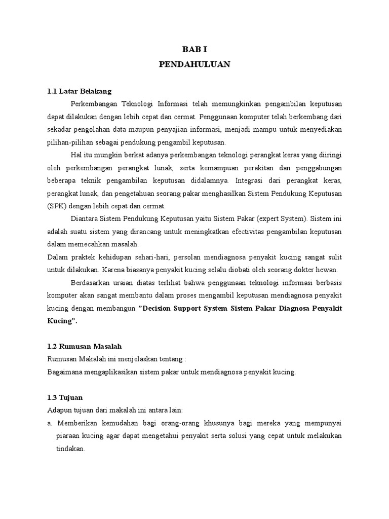 Makalah Sistem Pakar Diagnosa Penyakit Kucing