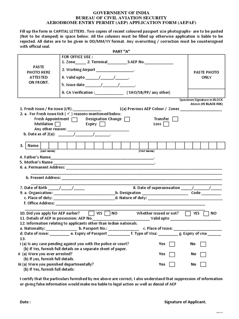NEW AEP Form PDF Air Traffic Control Travel Visa