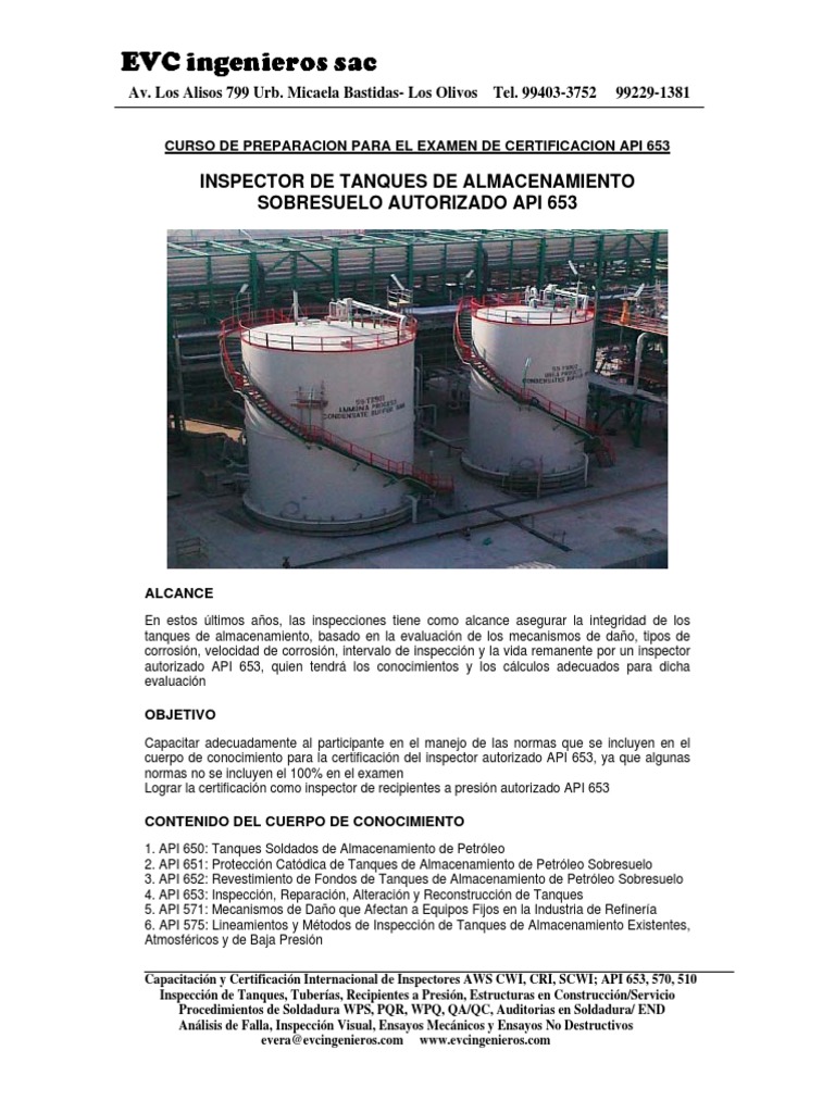 Curso API 653 | Ingeniería | Tecnología e ingeniería