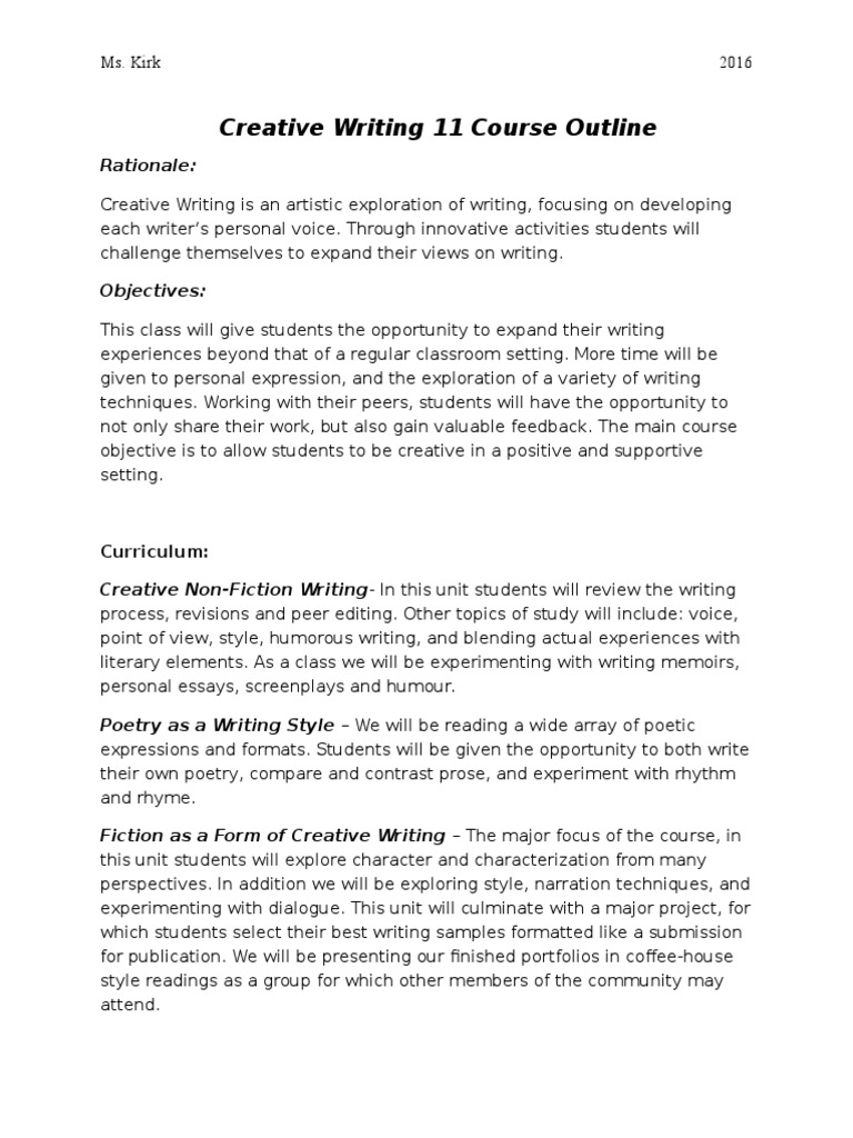 Creative essay outline picture