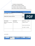 Film Production Call Sheet Number 3