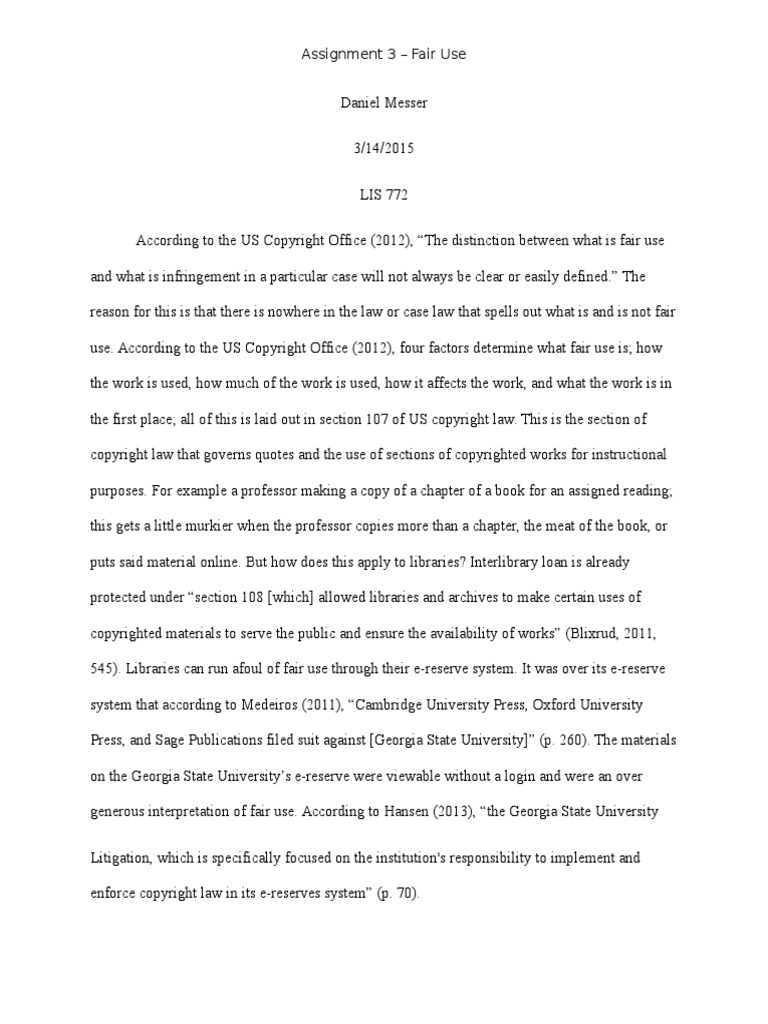 Fair Use Tale Summary