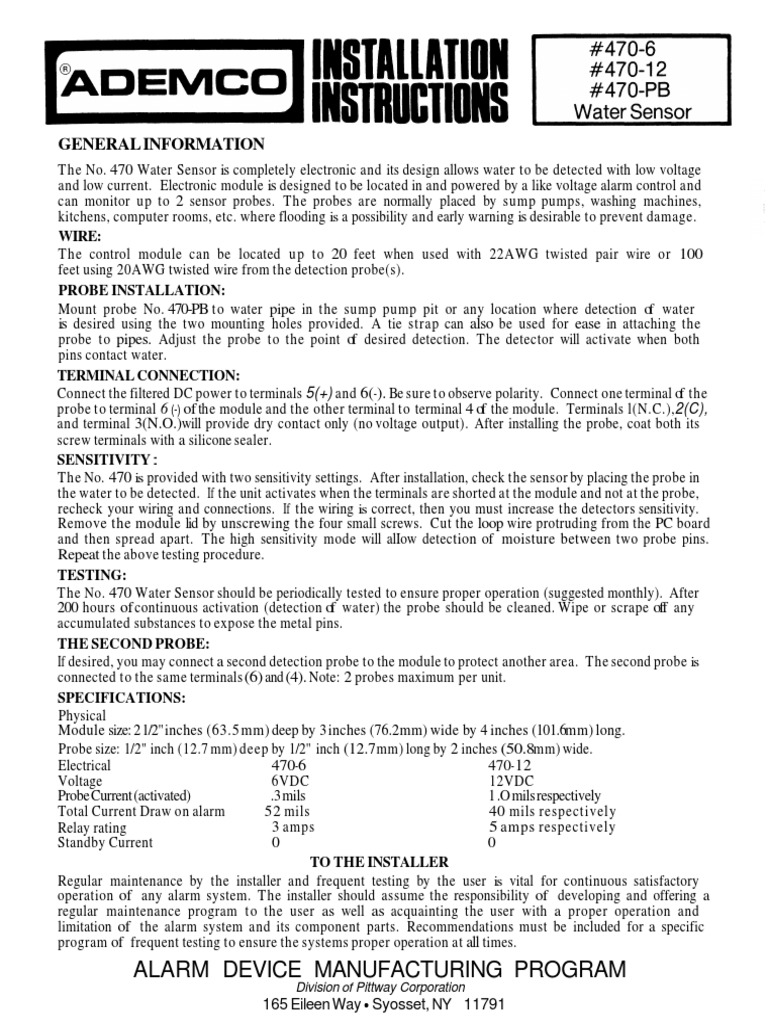 Honeywell 470-12 Installation Manual | PDF | Relay | Sensor