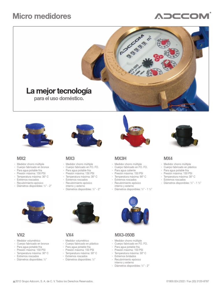 Medidores de Agua Adccom: Tecnología Avanzada | PDF | Acero