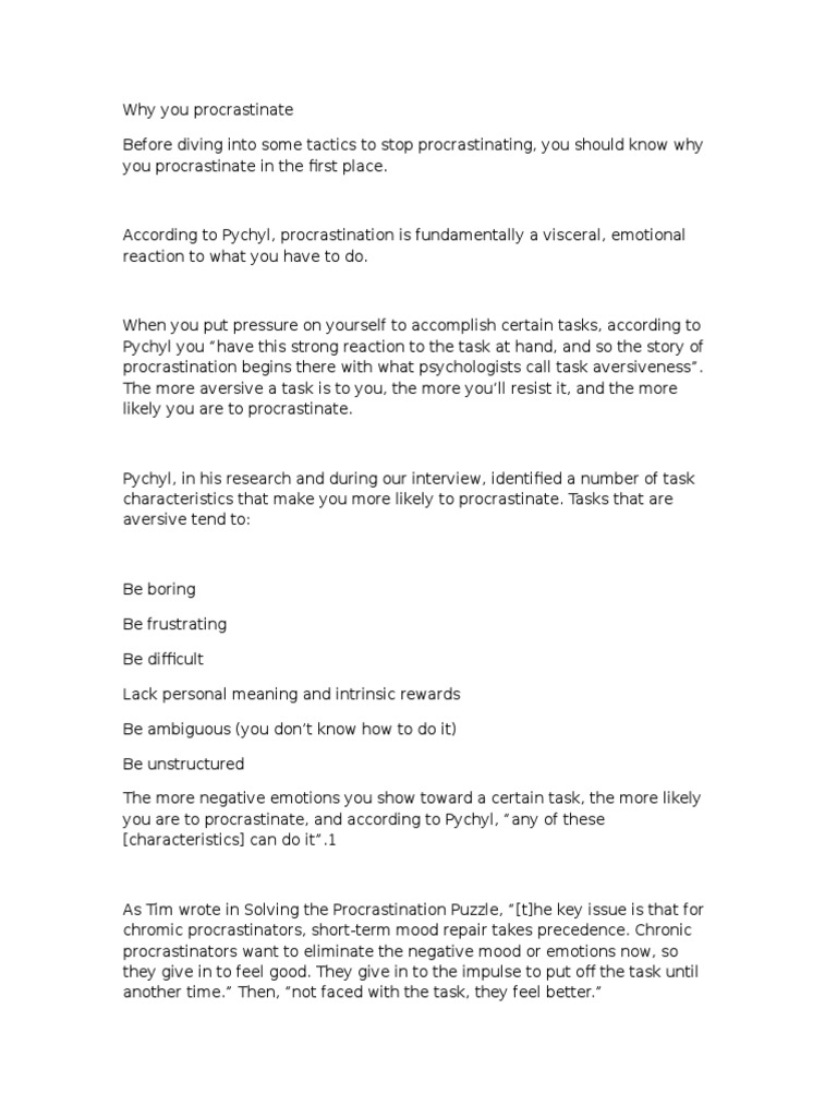 Procrastinate | PDF | Procrastination | Professional Skills