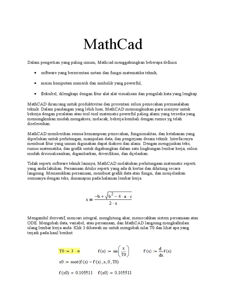 Tutorial MathCad B.indonesia | PDF