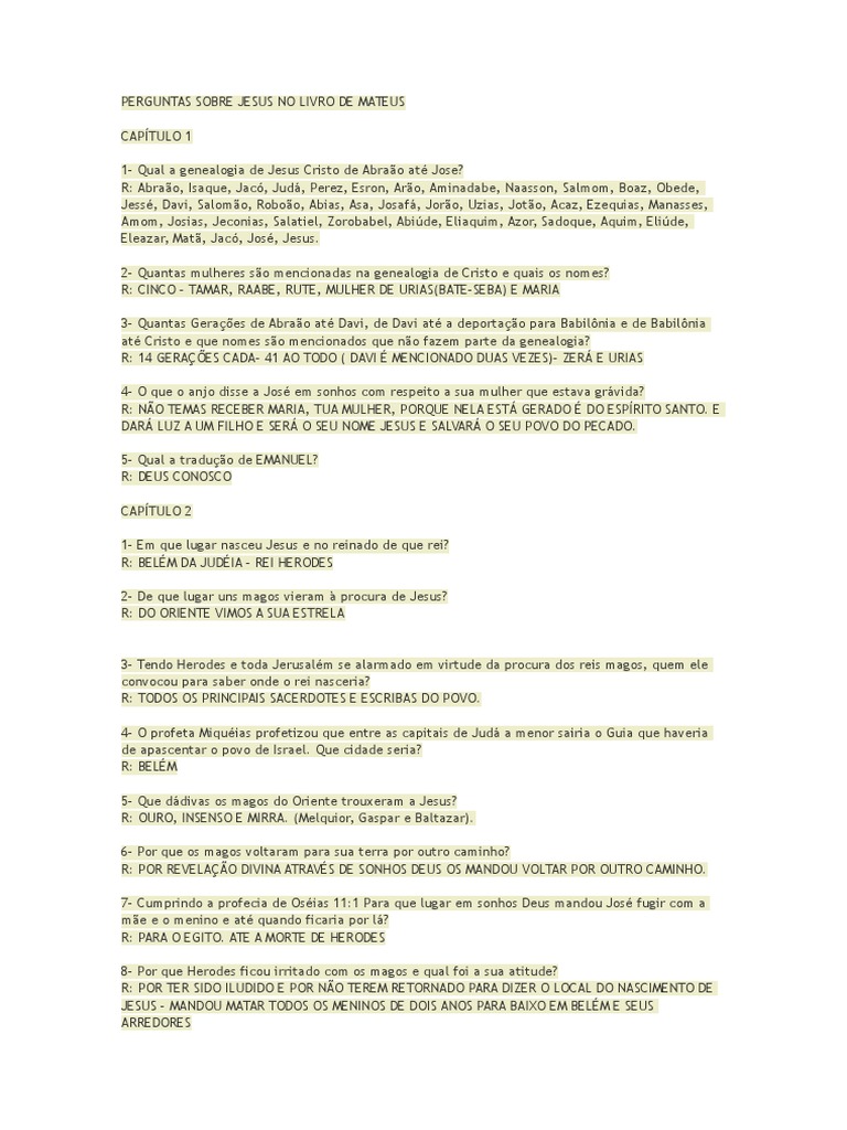 PERGUNTAS SOBRE JESUS NO LIVRO DE MATEUS.docx Temptation Biblical Magi