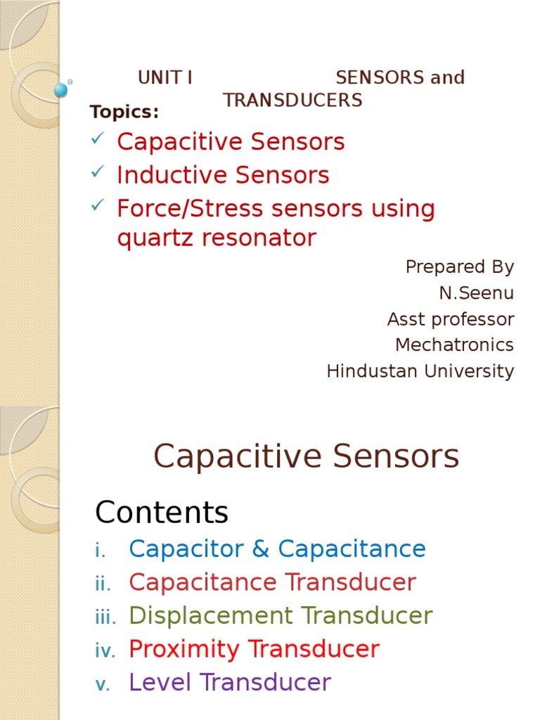 Inductive and Capacitive Sensors PDF Capacitor Inductor