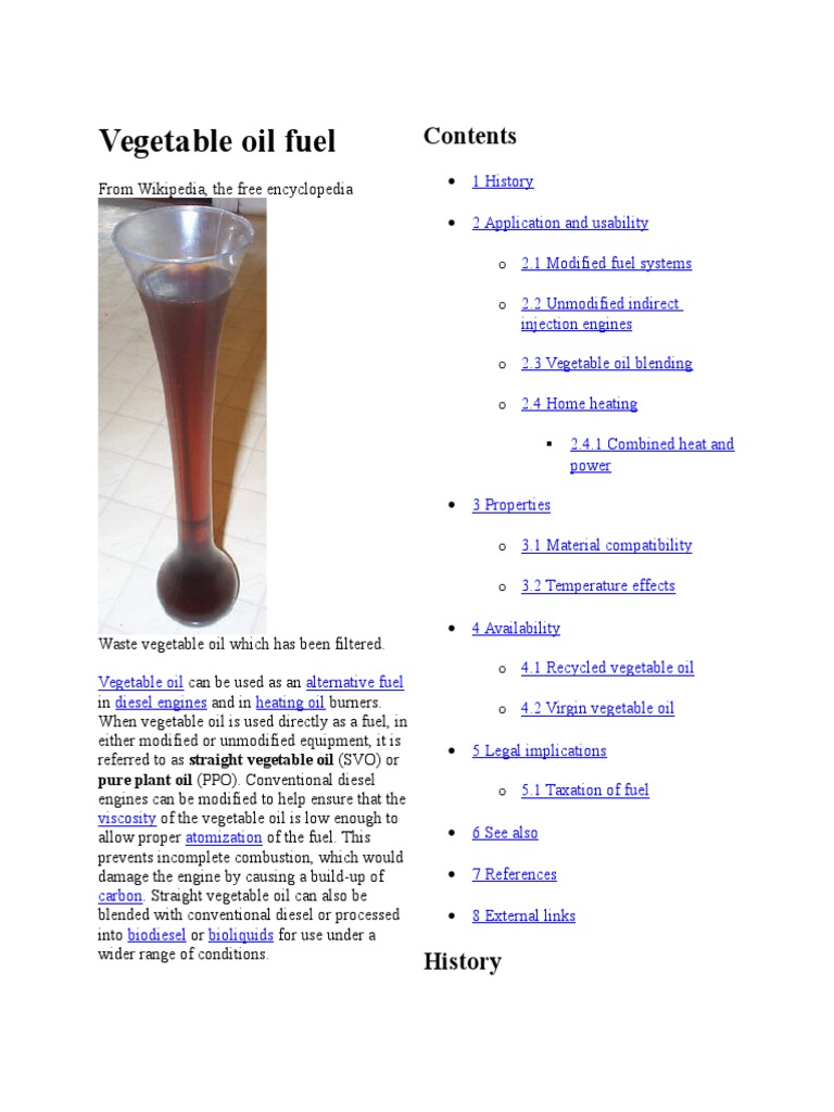 Vegetable Oil Fuel Sustainable Technologies Energy Conversion