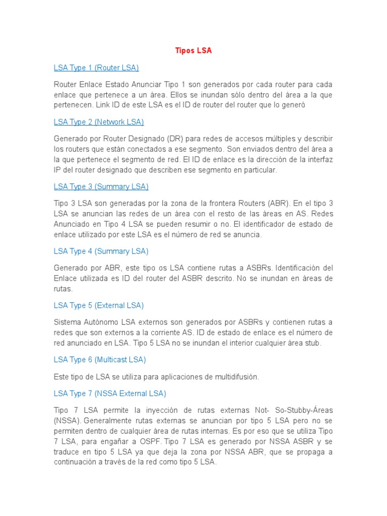 Tipos LSA | PDF