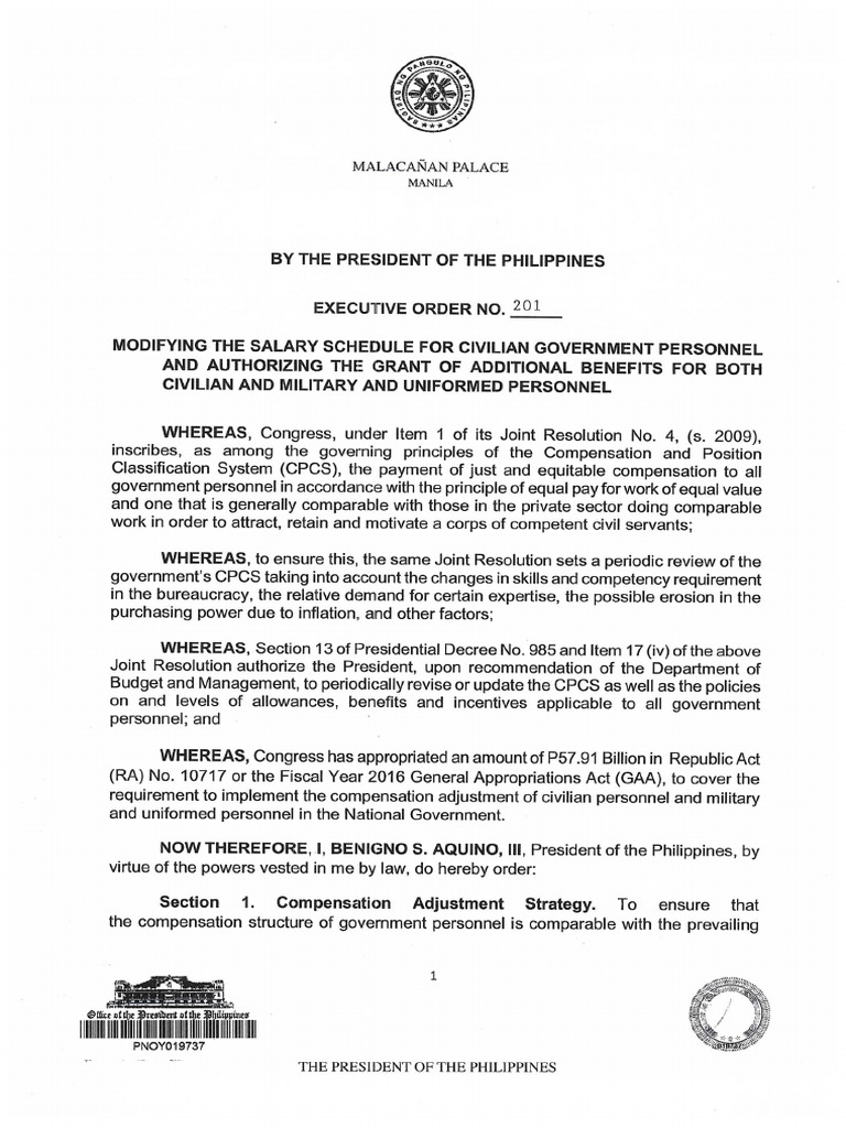 Executive Order No. 201, S. 2016 PDF