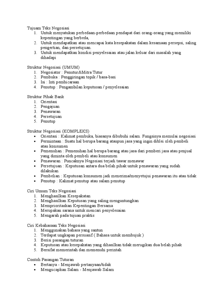 Contoh Teks Negosiasi